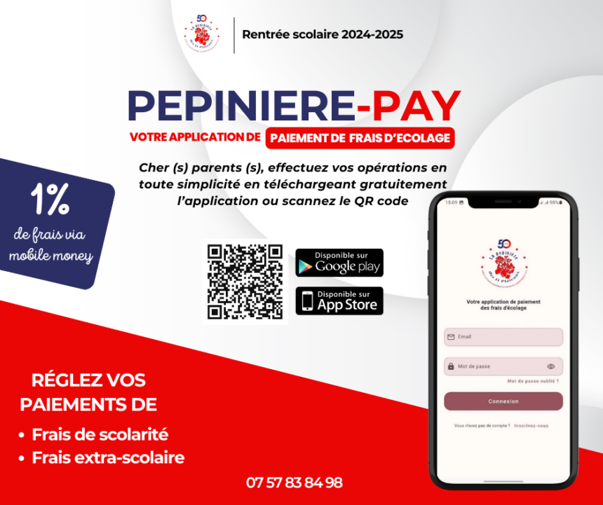 PEPINIERE PAY, APPLICATION DE PAIMEMENT DES FRAIS D’ECOLAGE