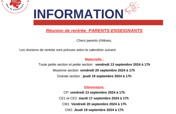 Rencontre Parents/enseignants