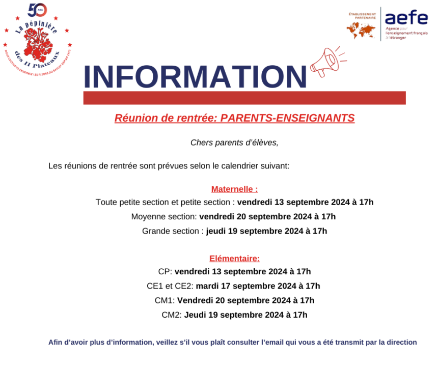 Rencontre Parents/enseignants